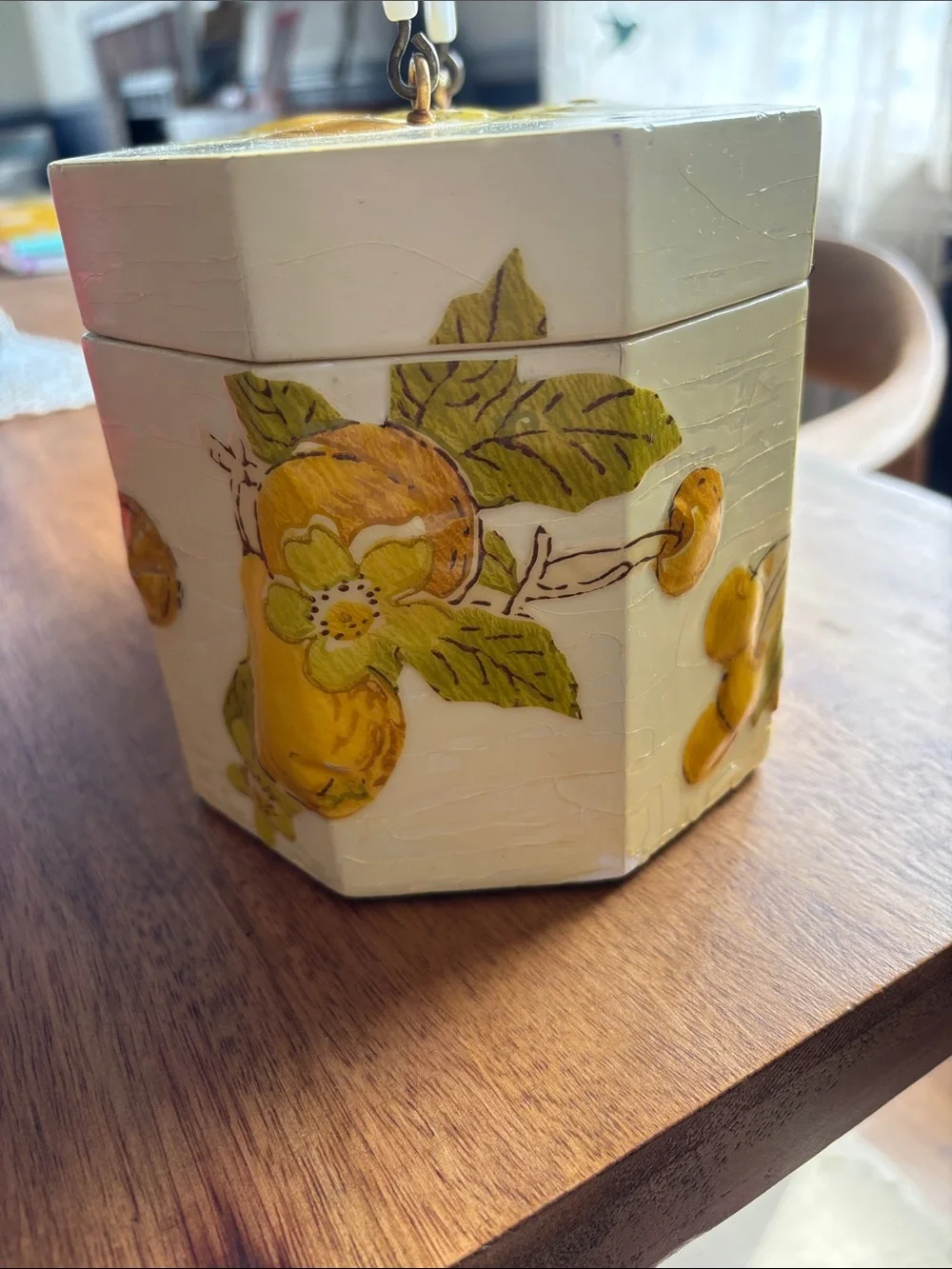 Vintage Yellow Floral & Fruit Decorative Box